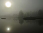 Rursee Naturfreibad im morgendlichen Aprilnebel 2012